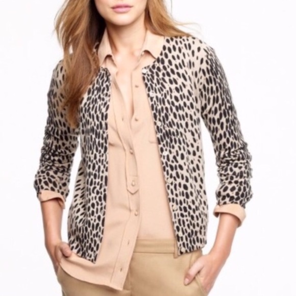 J. Crew Sweaters - J Crew Leopard Animal Merino Cardigan